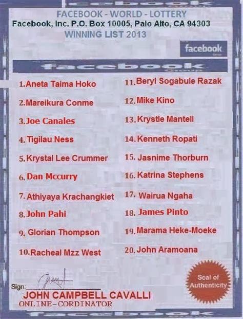 facebook lottery winners list|Iba pa.